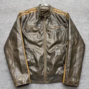 Vtg Arizona men's brown leather jacket with stripes size small
